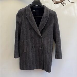 Zara Gray Double-Breasted Coat